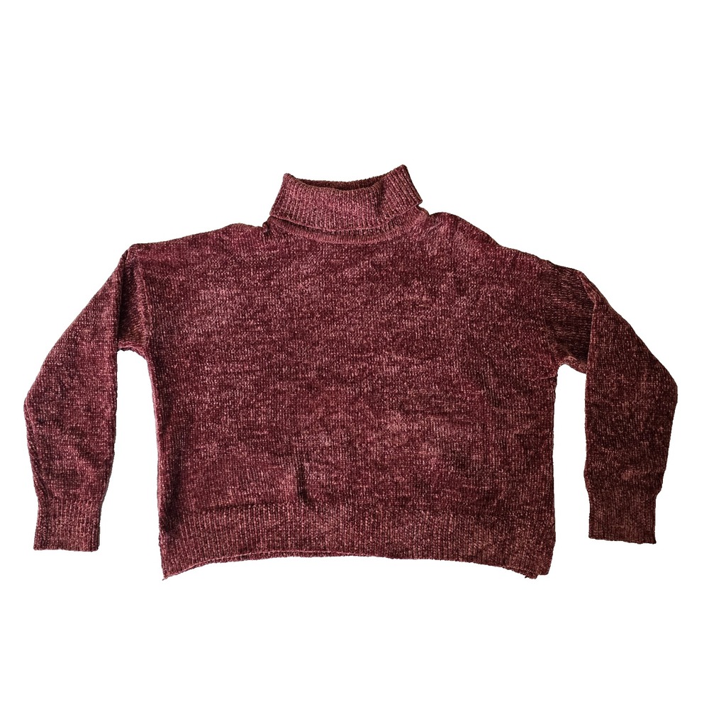 Y2K Knit Sweater Turtleneck Purple Cozy Soft Chic Pullover Time‎ and Tru Large